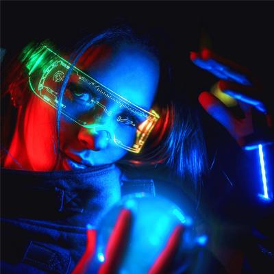 China 2021 Newest Party Acrylic Neon Glass Super Cool Led Flashing Folding Sunglasses for sale