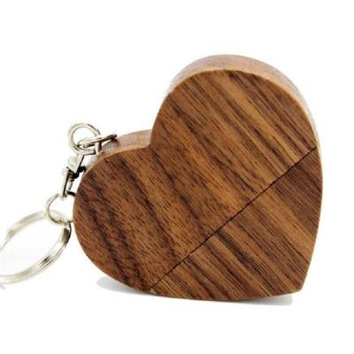 China Custom Wooden USB Pendrive Heart Shape Eco-friendly Wooden USB Pendrive 2.0 3.0 4GB 8GB 16GB DIY for sale