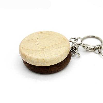 China Custom Logo Wooden Round Shape USB Storage Flash Drive 8GB 16gb 32GB for sale