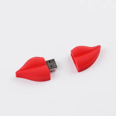 China Promotional Free Logo Design 4gb 8gb 16gb OEM PVC Beauty Gift Custom Lips Shape USB Flash Drive for sale