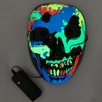 China Halloween Decoration Factory Price Light Up Glowing Scary Cosplay Mask Masquerade Costume Glow 3D LED Mask For Halloween Party Event for sale