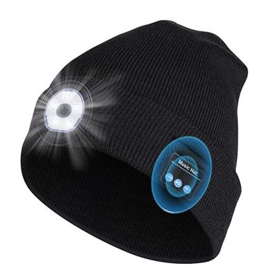 China Multi-Panel Hat 2022 New Fashion Trending Rechargeable LED Music Hat With Wireless Earphone Music Hat Built In Wireless Earphone for sale