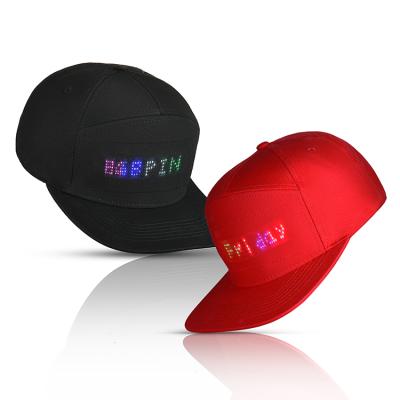 China Cotton Gift USB APP LED Message Caps Filling Programmable Baseball Cap Light Up Screen LED Display Hat for sale