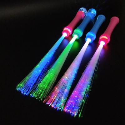 China Customized LOGO Customized LOGO Magic Wand LED Light Flashing Colorful Fiber Optic Stick By ABS Supplier Wholesale Christmas for sale