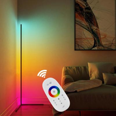 China 2021 140cm Nordic Popular Modern Decorative LED Light RGB Corner Tripod Corner Remote Control Floor Lamp For Living Room for sale