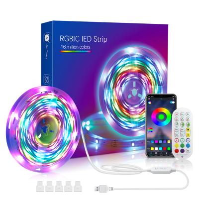 China New Arrival Music Sync Kit Voice APP Plastic Control 5M 10m Smart WIFI 5050 Alexa Tuya RGB LED String Home Lights for sale