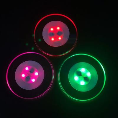 China Wedding Party / Nightclub / Bars / Disco Party Bar Nightclub Colorful Light Up Coaster Wine Drinks Glass Bottle Cup Mat OEM Glowing Custom Acrylic Logo LED Coasters LEDs for sale