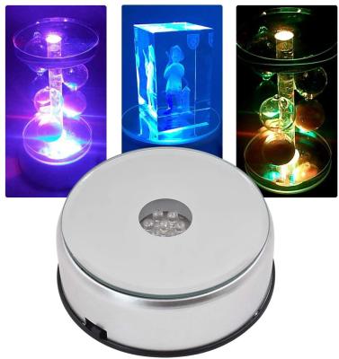 China Modern USB Charge or 3AAA Battery Rotating Crystal Display Mudder 7 LED Display Base Stand Colorful Night Light for sale