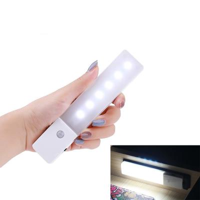 China Battery Operated Sconce Mini Size Cabinet-Light PIR Motion Sensor Built-in Lithium Wall Room USB Rechargeable 6 LED Night Lights for sale