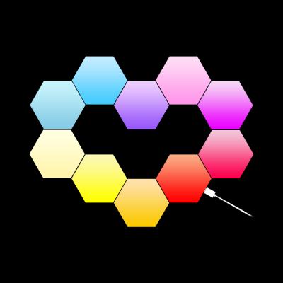 China 6Colorful Touch Modern Geometric Sensor Panels Luminous DIY RGB Quantum LED Night Lamp Modular Wall Hexagon Light With Remote Control for sale