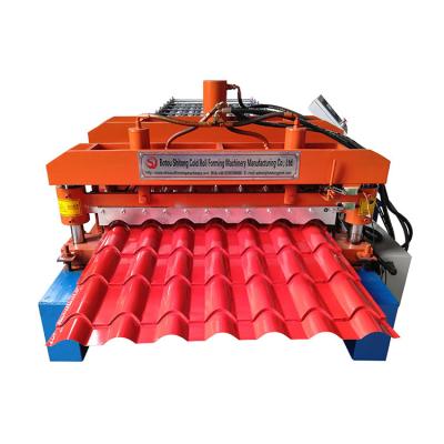 China Building Material Stores Russia Type Glazed Roofing Tile Roll Forming Machine for sale