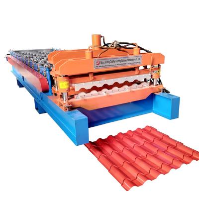 China Building Material Shops Color Steel Glazed Bamboo Type Roof Tile Roll Forming Machine for sale