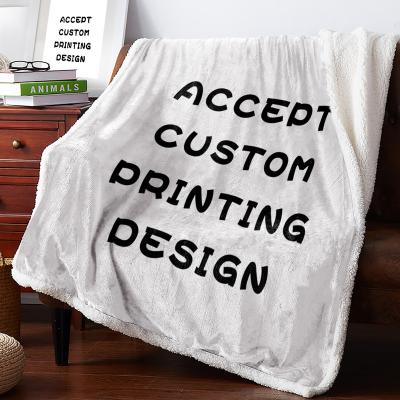 China Ultra Warm Custom Anti-pilling 3D Printed Lambswool Fleece Blanket For Bed Lounge for sale