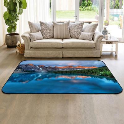 China Anti-slip Natural Scenery Printing Blanket Wholesale Custom Size Indoor Bedroom Carpet Rug for sale