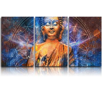 China Abstract 3 Tile HD Printed Abstract Picture Artwork Canvas Buddha Wall Painting for sale