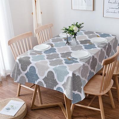 China Modern Geometric Moroccan Waterproof Graduated Watercolor Tablecloths For Rectangle Table for sale