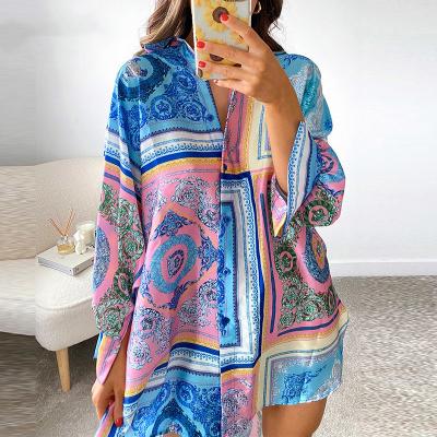 China Fashion trend anti-pilling printing new lady loose comfortable shirt fashion long blouse for sale