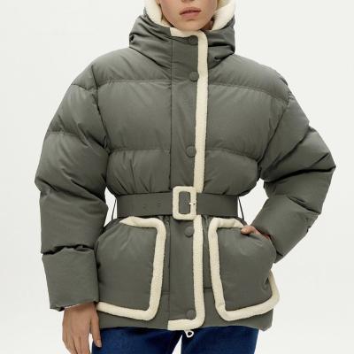 China New Fashion Winter Warm Waterproof Coats Breathable Short Stripper Belt Padded Jackets Dip Feather Down Bubble Coats Women for sale