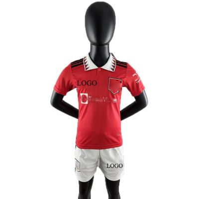 China 2022 World Cup Soccer Jersey Kids Anti-Shrink Football Uniform Set Team Home Wear Football Jersey Soccer for sale