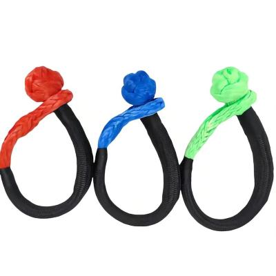 China Hot Selling Emergency Car Hand Tools Amazon OEM Customized Logo Recovery Tow Strap Rope 14mm Braided Soft UHMWPE Shackle for sale