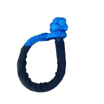 China Offroad Rescue Car Hand Tools Recovery Kit 10mm 12 Strands UHMWPE Synthetic Blue Soft Shackle Rope For Car Towing for sale