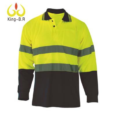 China High Visibility Long Sleeve 2-Tone High Visibility Long Sleeve Polo Shirt for sale