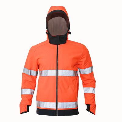 China Fire proof high visibility safety softshell reflective jacket for winter waterproof workwer for sale