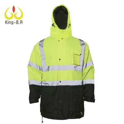 China Hot Selling Fire Proof Yellow Waterproof Men's Safety Jacket Hi Safety Reflective Mining Jacket Viz for sale