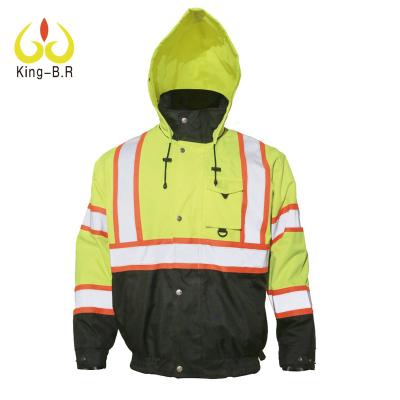 China Fire Proof Hi Viz ANSI Yellow Reflective Safety Class 3 Outdoor Waterproof Heated Jacket for sale