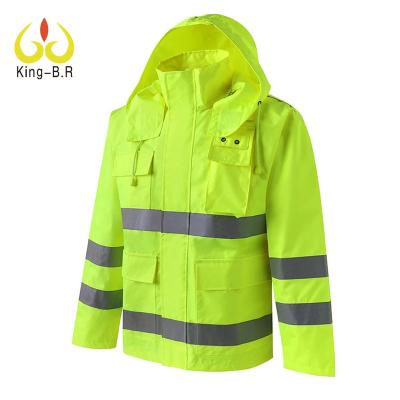 China Hot Selling Fire Proof Hi Force Safety Yellow Reflective Jacket Work Raincoat Reflective Jacket for sale