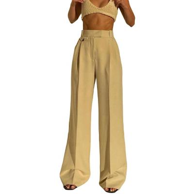 China New Arrival Women's Breathable High Waist Slim Tube Straight Leisure Pants Slim Wide Leg Pants for sale