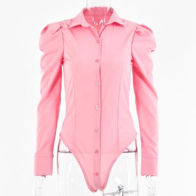 China Breathable Shirt Fashion Solid Color Women Clothing Long Sleeve Overalls Elegant Women for sale