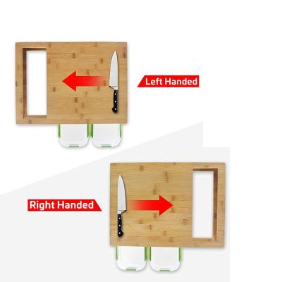 China Viable bamboo cutting board with containers and locking lid. Extra large cutting board set with trays for sale