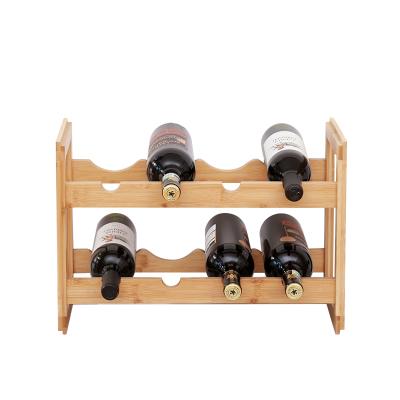 China Sustainable Bamboo Wine Rack Wooden Countertops Wine Bottle Glass Rack For Christmas Gift for sale