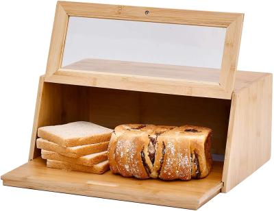 China Viable Bamboo Bread Box for Kitchen Countertop Pull-Out Bottom Cutting Board Large Capacity for sale