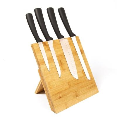 China Sustainable Kitchen Using Magnetic Wooden Bamboo Knife Block Holder for sale