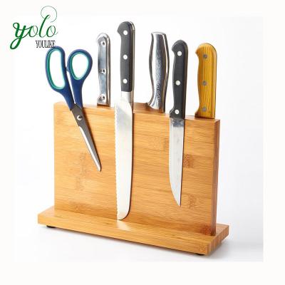 China Sustainable Natural Magnetic Wood Bamboo Cutlery Display Stand Knife Block for sale