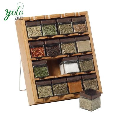 China Sustainable Inspirations 16-Cube Bamboo Spice Rack with Spice Refills for sale