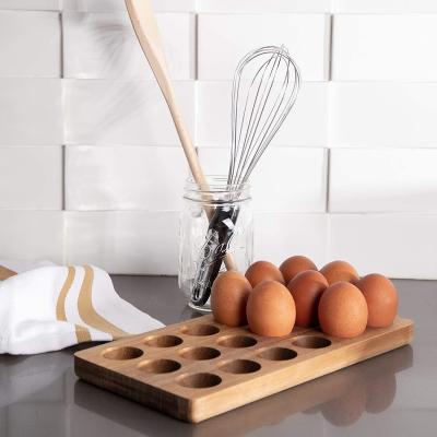 China Sustainable Kitchen Fridge Wooden Egg Rack For 18 Eggs for sale