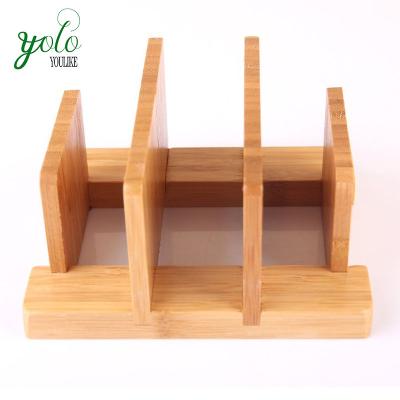 China Sustainable Natural Bamboo Cutting Board Shelf Storage Organizer for sale