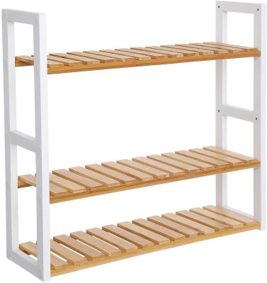 China Contemporary Bamboo Bathroom Shelves, Adjustable 3-Tier Layer Rack, Bathroom Towel Shelf for sale