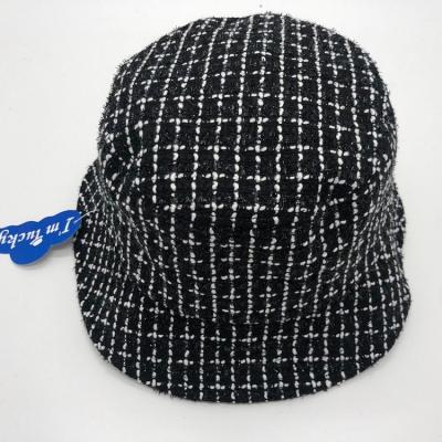 China WHOLESALE BUCKET HAT plaid ladies winter character tweed popular bucket hat for sale