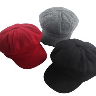 China Wholesale Price New Retro COMMON Logo Cap Winter Women Hats Custom Made Octagonal Beret Hat for sale