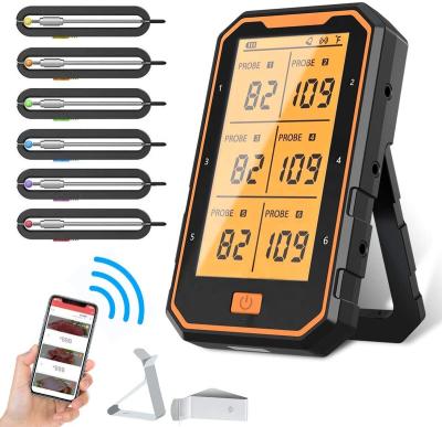 China Remote Monitor and Alarm Function Meat Thermometer, Rechargeable Bluetooth Grilling Wireless Meat Thermometer with 6 Probes Support IOS and Android for sale