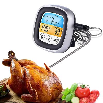 China Pre-Programmed with Instant Temperatures Touch Screen Digital Read Meat Thermometer for Food BBQ Grill Smoker Oil Frying Candy for sale