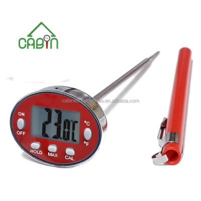 China 1.5 mm Slim Tip Waterproof Digital Instant Read BBQ Cooking Meat Thermometer with Stainless Steel Casing for sale