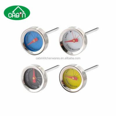 China MINI Steak Thermometer Dial Round Outdoor BBQ Food Probe Quick Read Bimetal Meat Thermometer for sale