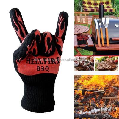 China Withstands extreme heat up to 932˚; ° F Extremely Flame Barbecue Gloves Heat Resistant BBQ Oven Gloves for sale