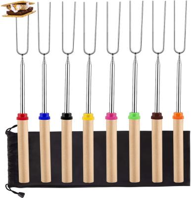 China Easily Cleaned Roasting Sticks, Marshmallow Roasting Sticks 32 Inch Extendable Forks for Campfire BBQ (Multi-8 Pack) for sale