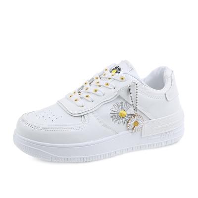 China Student Casual Shoes Lace Up Big Size 36-42# Breathable White Shoes With Flowers Women Sneakers for sale